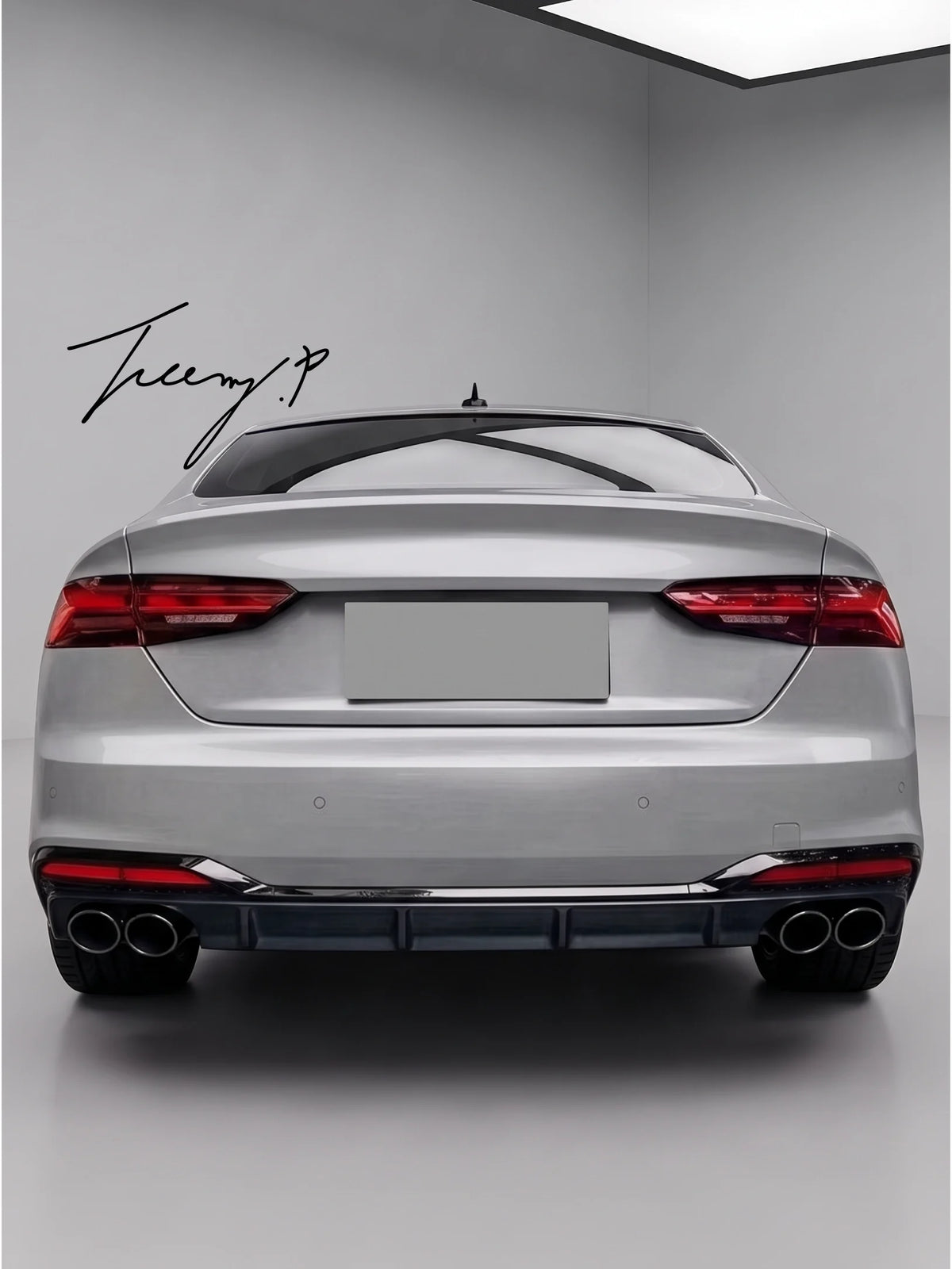 Audi A5 S5 B9.5 F5 S Line Facelift LCI 2020-2024 gloss black rear bumper diffuser lip splitter upgrade