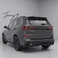 BMW X5 G05 M Sport 2019-2024 carbon look rear bumper diffuser, competitive style aerodynamic upgrade with dual exhaust outlets