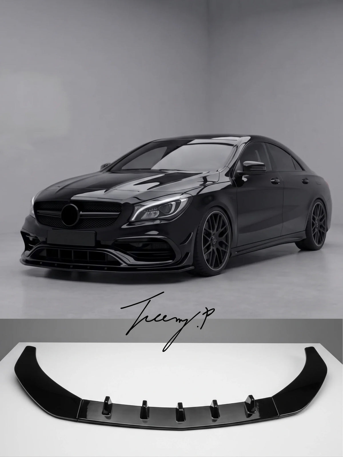 Mercedes CLA Class W117 CLA45 AMG Line 2016-2019 gloss black aerodynamic front bumper lip splitter spoiler valance upgrade