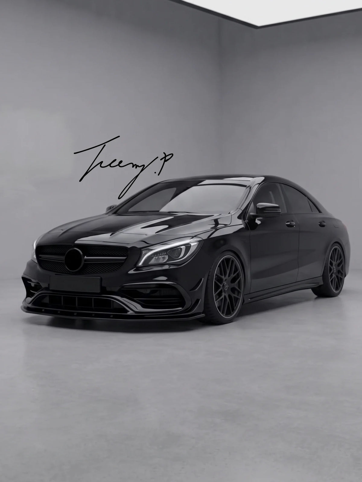 Mercedes CLA Class W117 CLA45 AMG Line 2016-2019 gloss black aerodynamic front bumper lip splitter spoiler valance upgrade