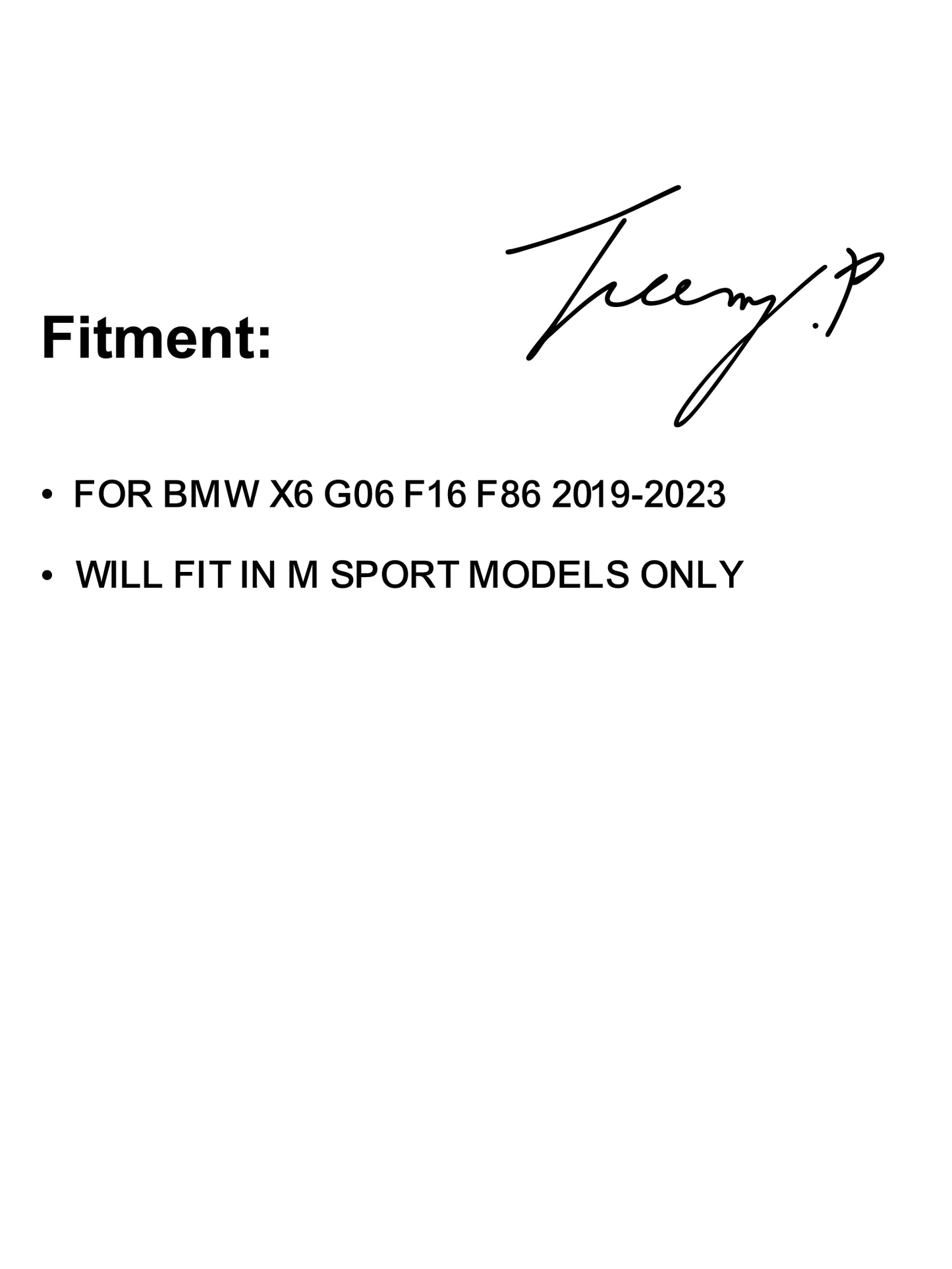 Front splitter lip, rear diffuser, and side skirts aero body kit installed on a 2019-2023 BMW X6 G06