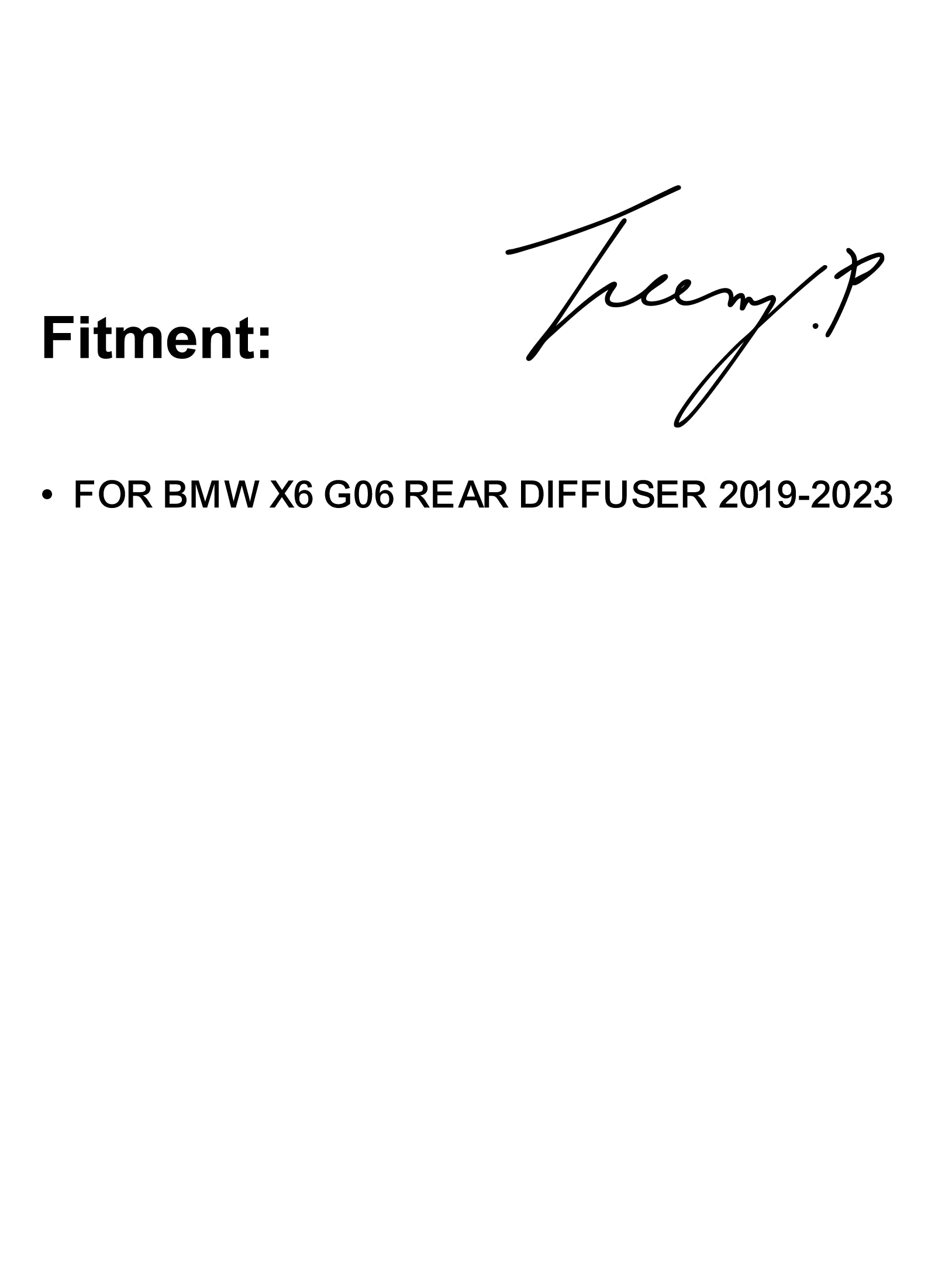 Gloss black rear bumper diffuser, lip splitters, and body kit installed on a 2019-2023 BMW X6 G06