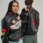 Ferrari Jacket Leather Black Embroidered Racing F1 - Unisex - Outdoor Coat Women & Mens Hoodie