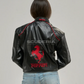 Ferrari Jacket Leather Black Embroidered Racing F1 - Unisex - Outdoor Coat Women & Mens Hoodie