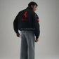 Vintage Ferrari Jacket Black Embroidered Padded - Unisex - Outdoor Coat Women & Mens Hoodie