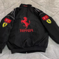 Vintage Ferrari Jacket Black Embroidered Padded - Unisex - Outdoor Coat Women & Mens Hoodie
