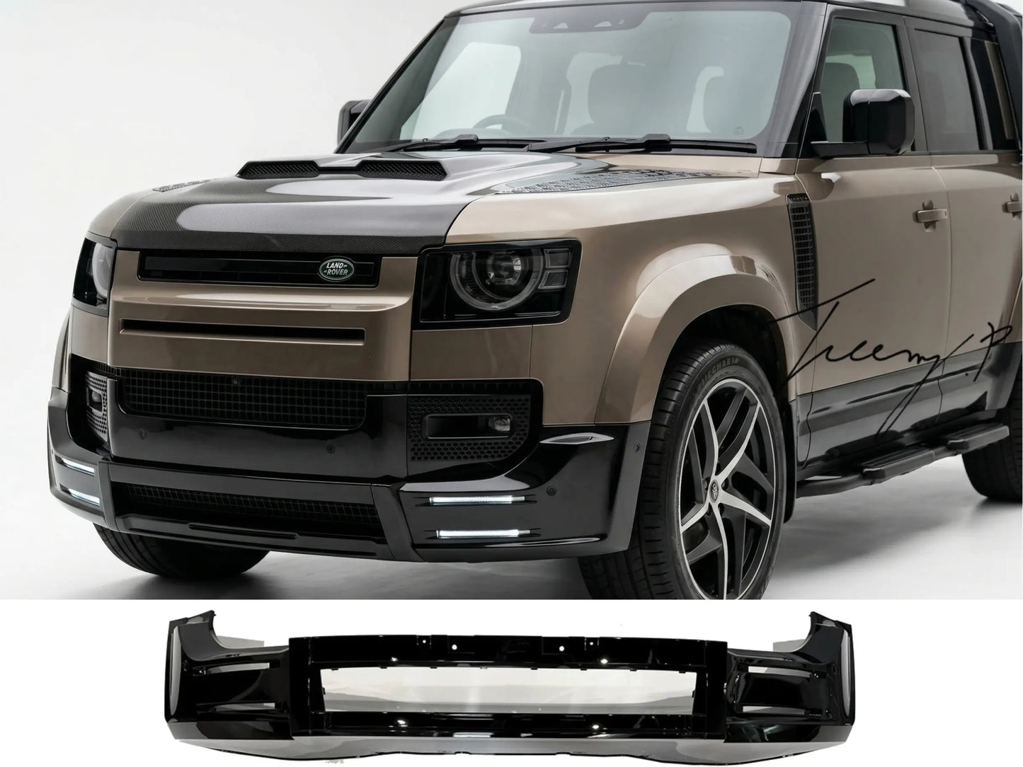 Land Rover Defender L663 (2020+) Gloss Black Front Lip Splitter Lower Bumper Kit