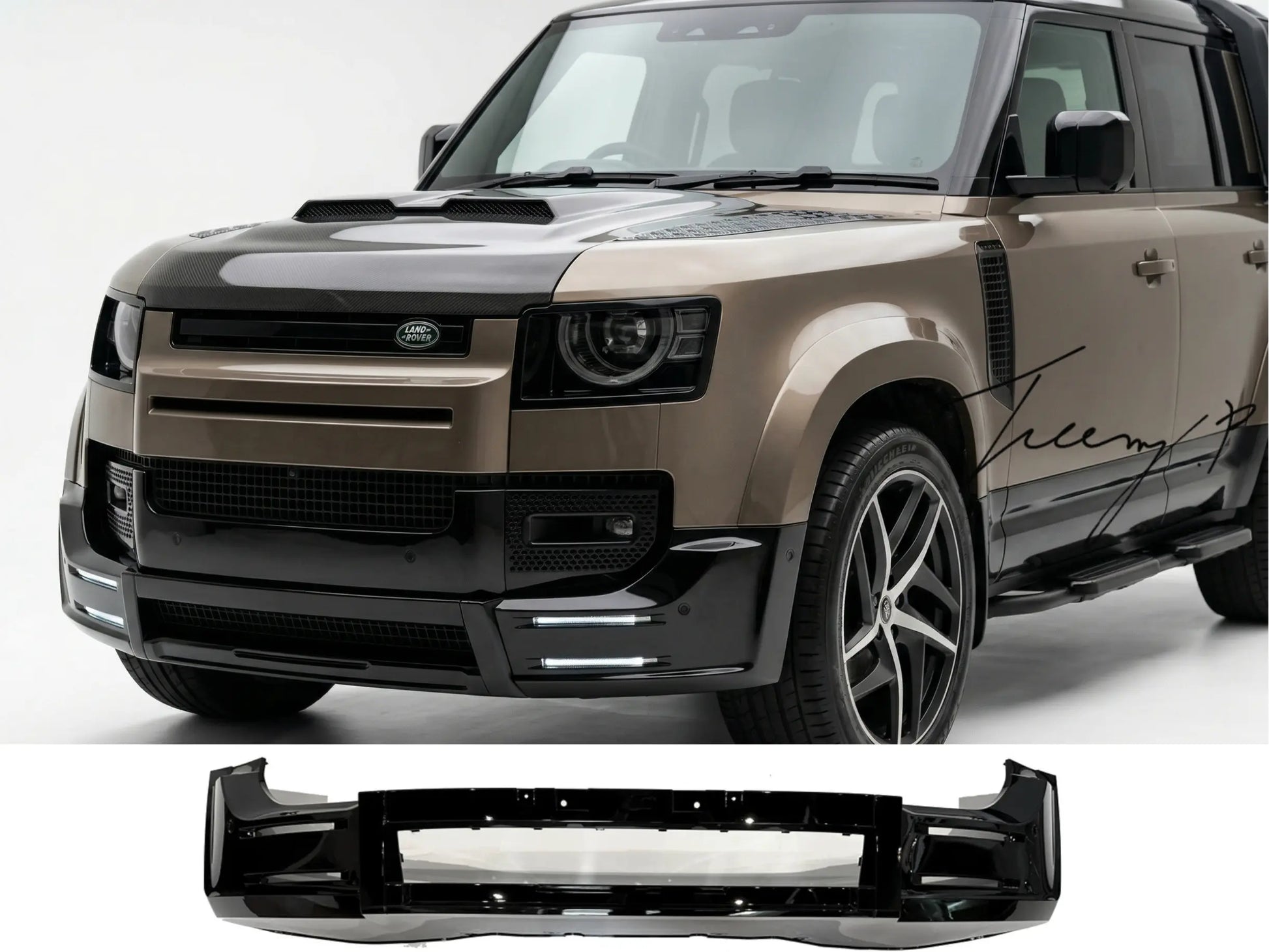 Land Rover Defender L663 (2020+) Gloss Black Front Lip Splitter Lower Bumper Kit