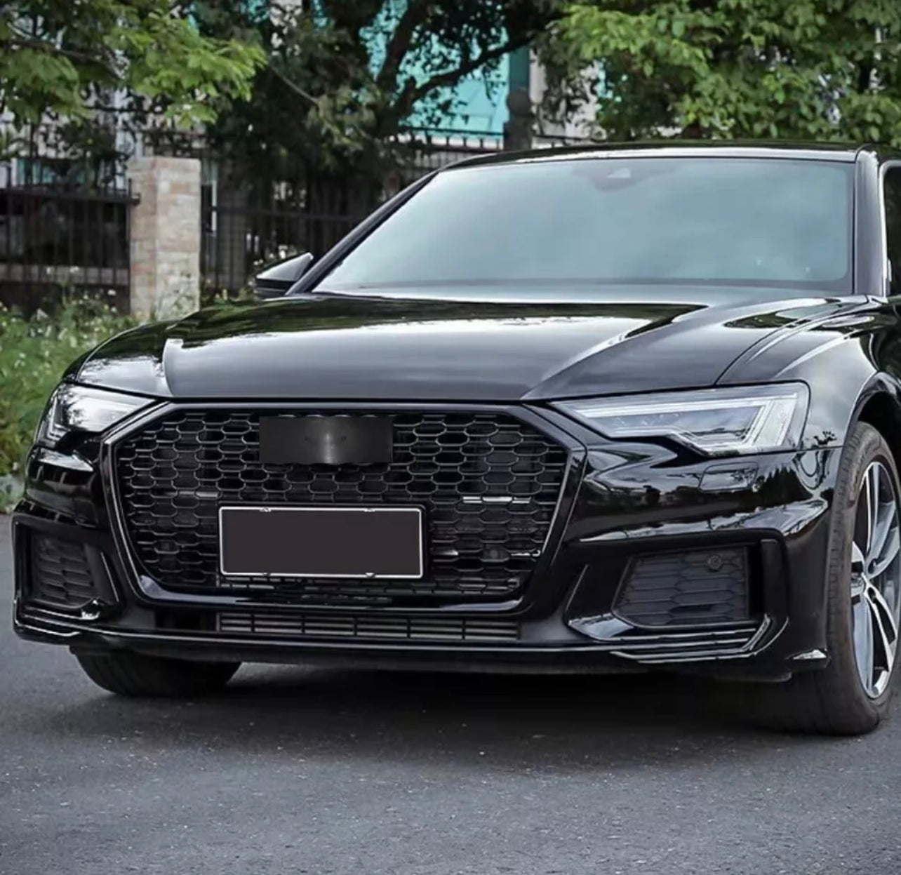 AUDI A6 /AVANT S6 C8 GLOSS BLACK HONEYCOMB FRONT GRILLE "RS6 LOOK2019-2023