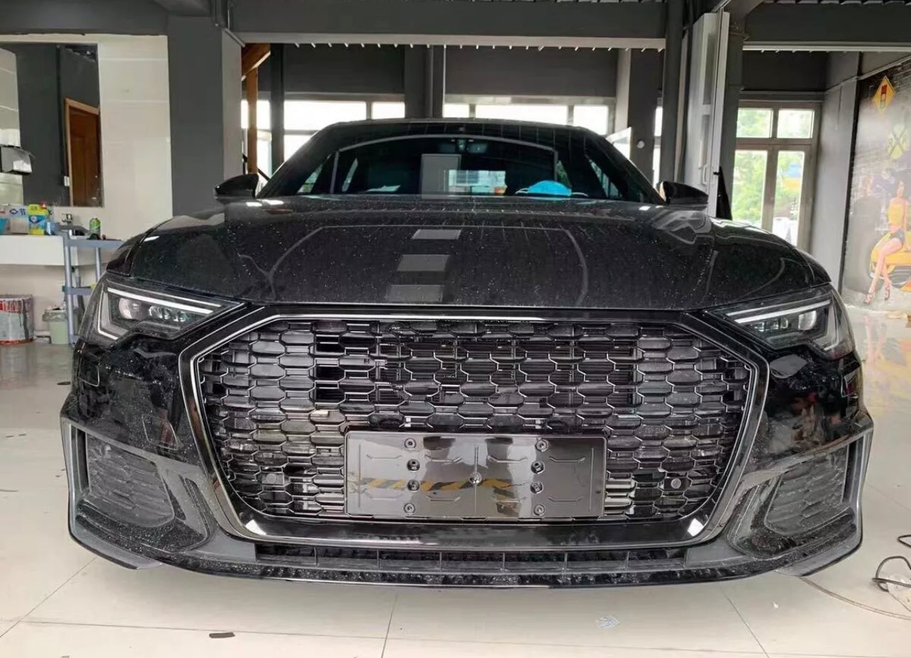 AUDI A6 /AVANT S6 C8 GLOSS BLACK HONEYCOMB FRONT GRILLE "RS6 LOOK2019-2023