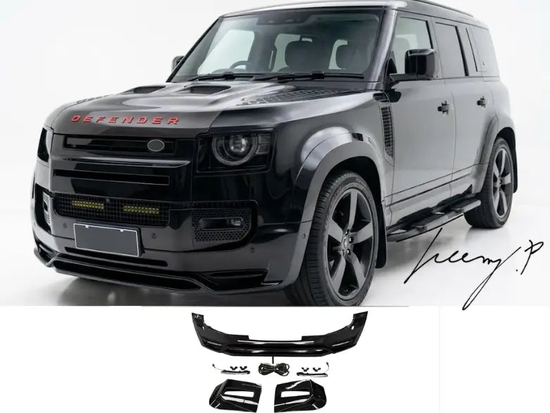 Land Rover Defender L663 90 & 110 2020+ Gloss Black Front Bumper Splitter Lip Spoiler Body Kit