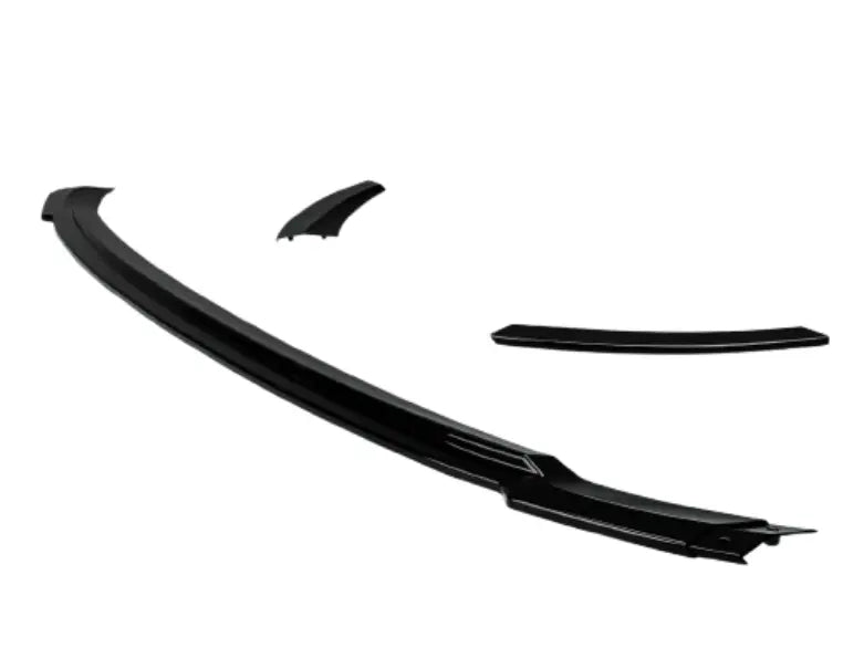 Gloss black SV-style front splitter lip spoiler body kit installed on a 2023-2026 Range Rover Sport L461