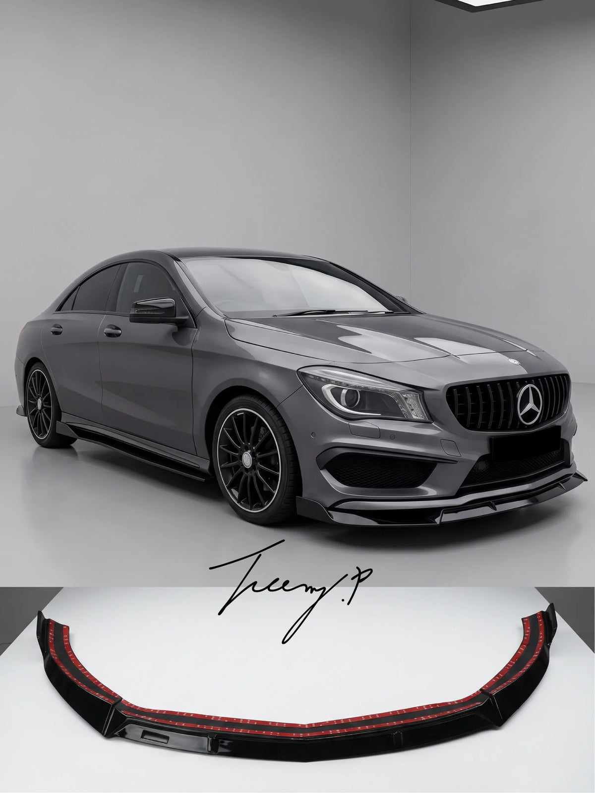 Mercedes CLA Class W117 C117 2016-2019 CLA45 AMG style gloss black front bumper chin splitter lip spoiler upgrade