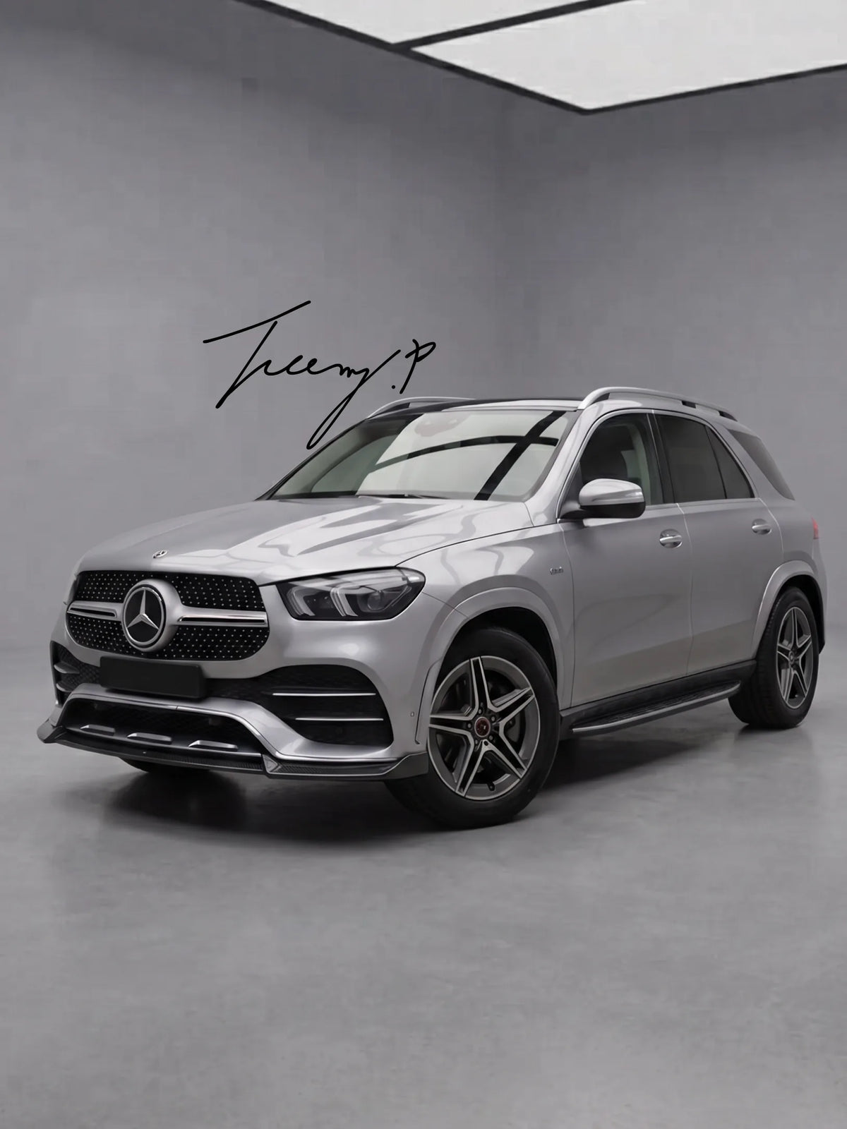 Mercedes-Benz GLE W167 AMG Line 2019-2024 OE style all-black side steps running boards pair with anti-slip rubber pads
