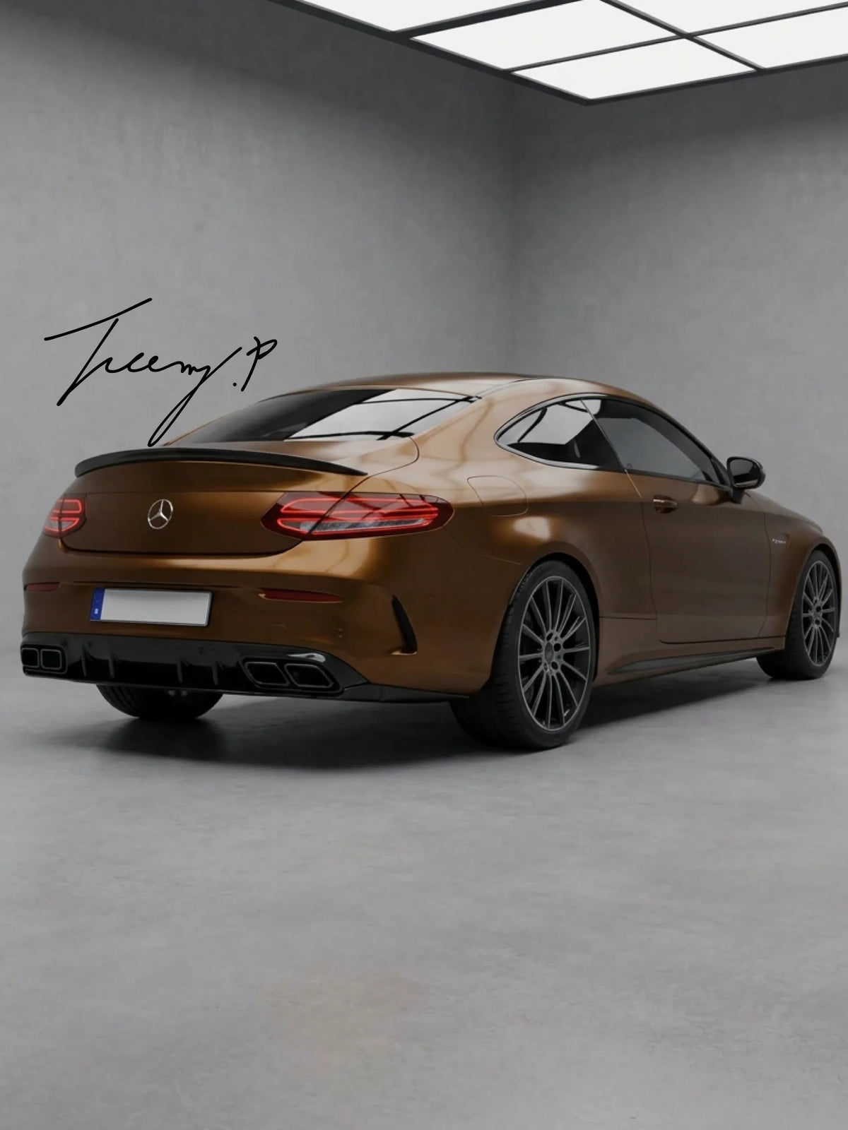 Mercedes-Benz C-Class C205 Coupe A205 Cabriolet 2015-2023 AMG C63 S Style Rear Diffuser with Tail Pipes Body Kit