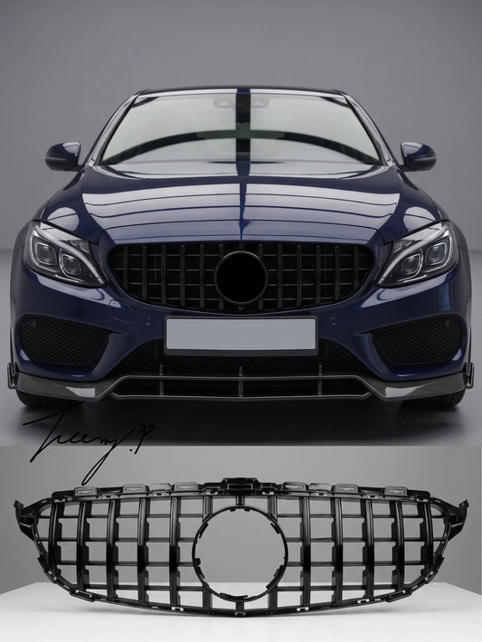 Mercedes C Class A205 C205 W205 AMG 2014–2018 Panamericana Gloss Black GT Style Grille