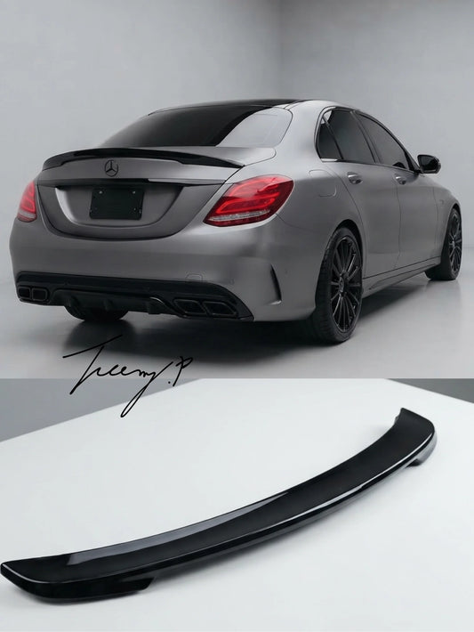 Mercedes C Class W205 4 Door Saloon 2014 - 2021 Gloss Black Rear Boot Spoiler Wing Lip