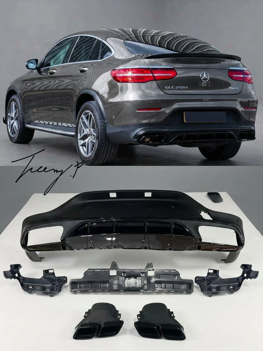 Mercedes GLC C253 Coupe (2016+) AMG GLC63 Style Rear Diffuser with Black Pipes