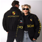 Vintage Porsche Jacket Black - Unisex - Embroidered Stitched Padded Outdoor Coat Women & Mens clothing