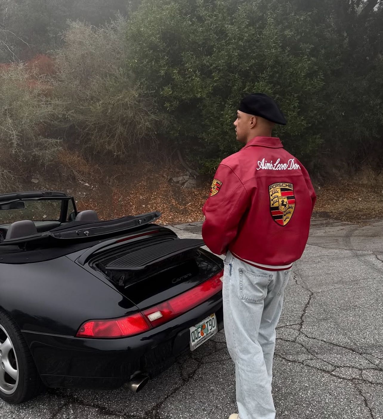 Porsche Jacket Leather Embroidered Stitched Padded Baggy style Racing F1 - Unisex - Outdoor Coat Women & Men Hoodie