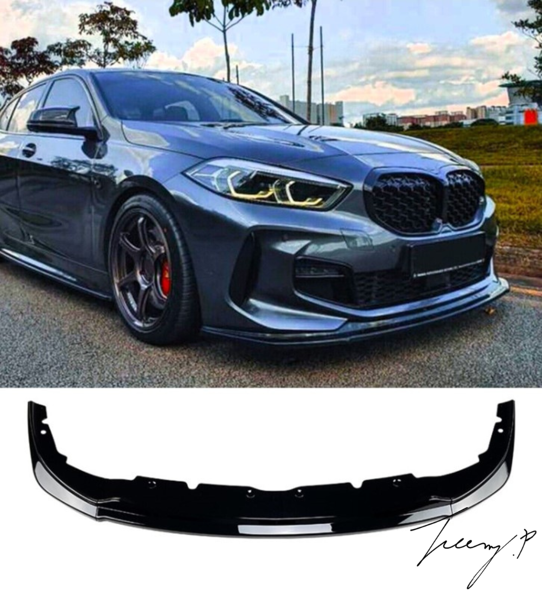 BMW 1 SERIES F40 2019 - 2023 BLACK FRONT SPLITTER SPOILER BODYKIT