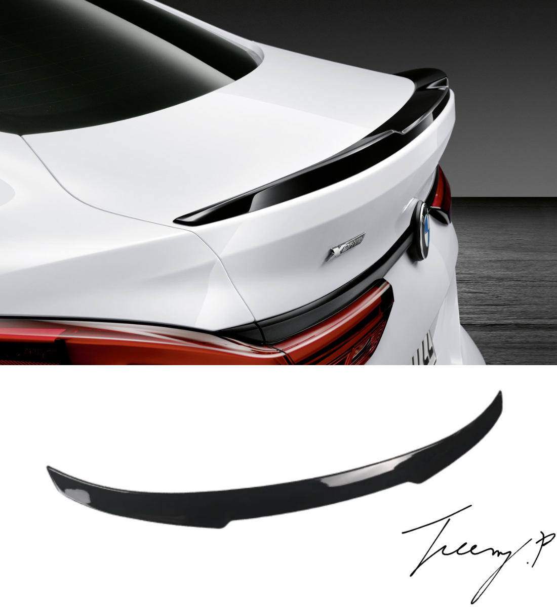  BMW F44 Gran Coupe (2021+) Gloss Black M Performance Style Rear Boot Spoiler