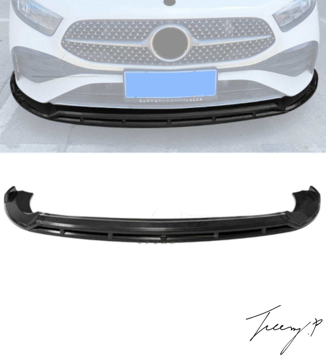 Mercedes-Benz A-Class W177 A180 A200 Sedan Hatchback 2024-2026 Gloss Black Four Piece Front Lip Splitter