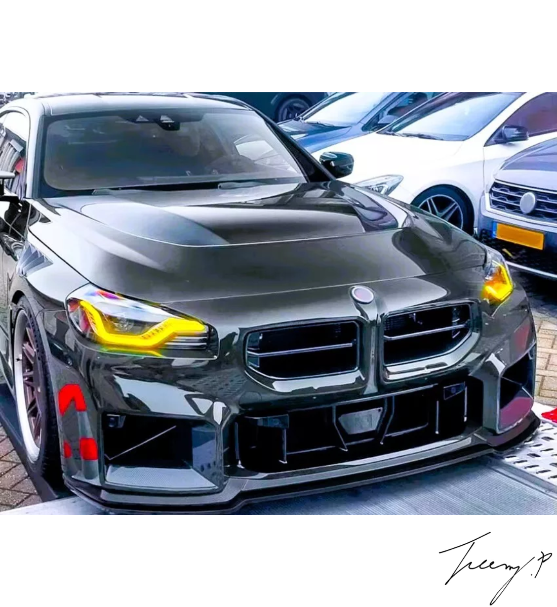BMW M2 G87 (2023+) M Performance Gloss Black Front Splitter Lip Spoiler Body Kit 