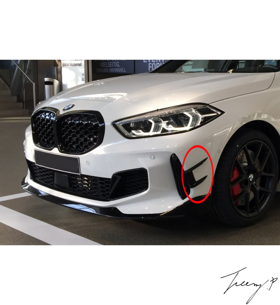 BMW 1 Series F40 (2019+) M135i Gloss Black MP Style Canard Aero Side Blades Flicks