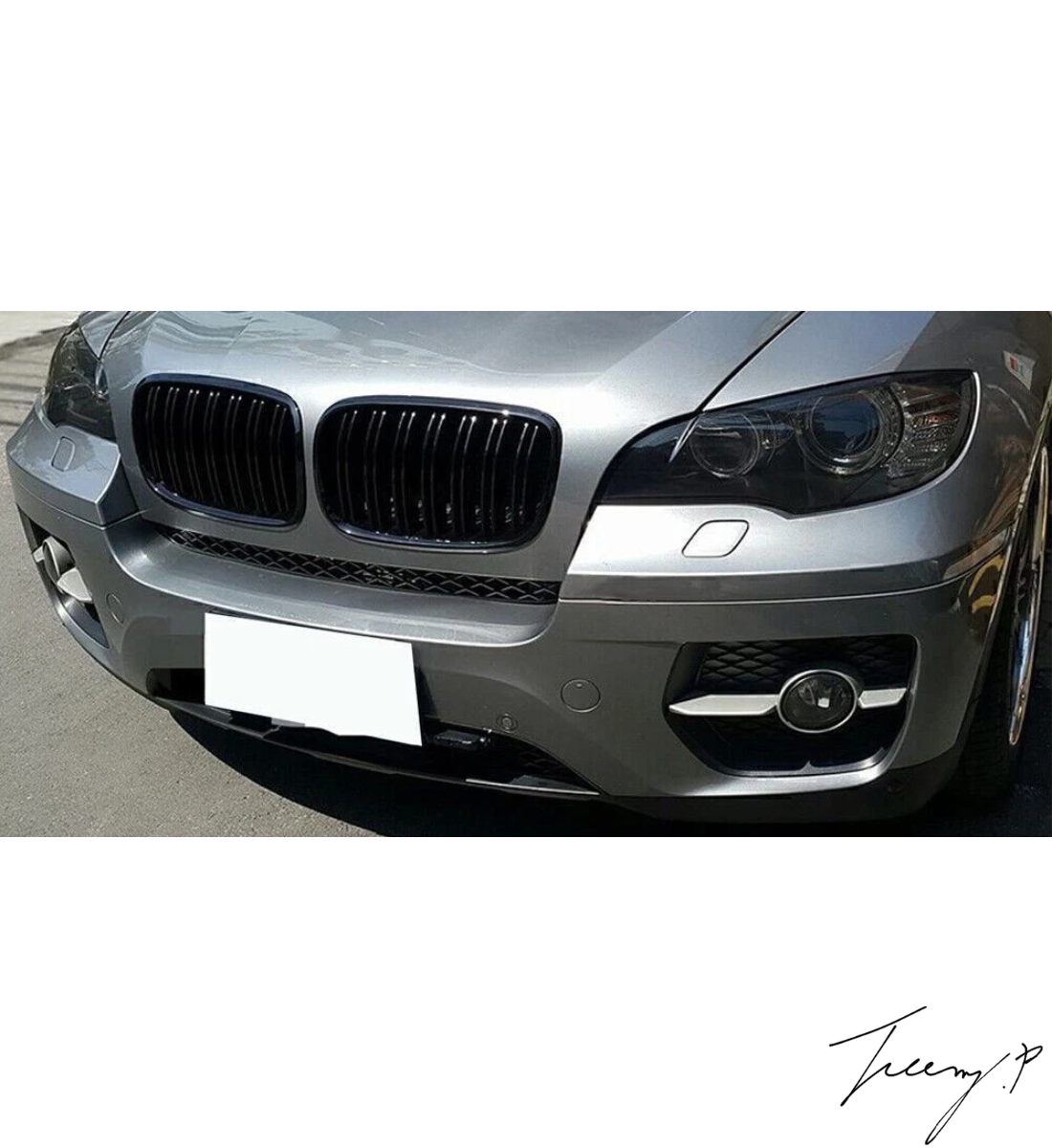 BMW X5 E70 X6 E71 (2007-2013) Gloss Double Slat Front Bumper Kidney Grille Grill