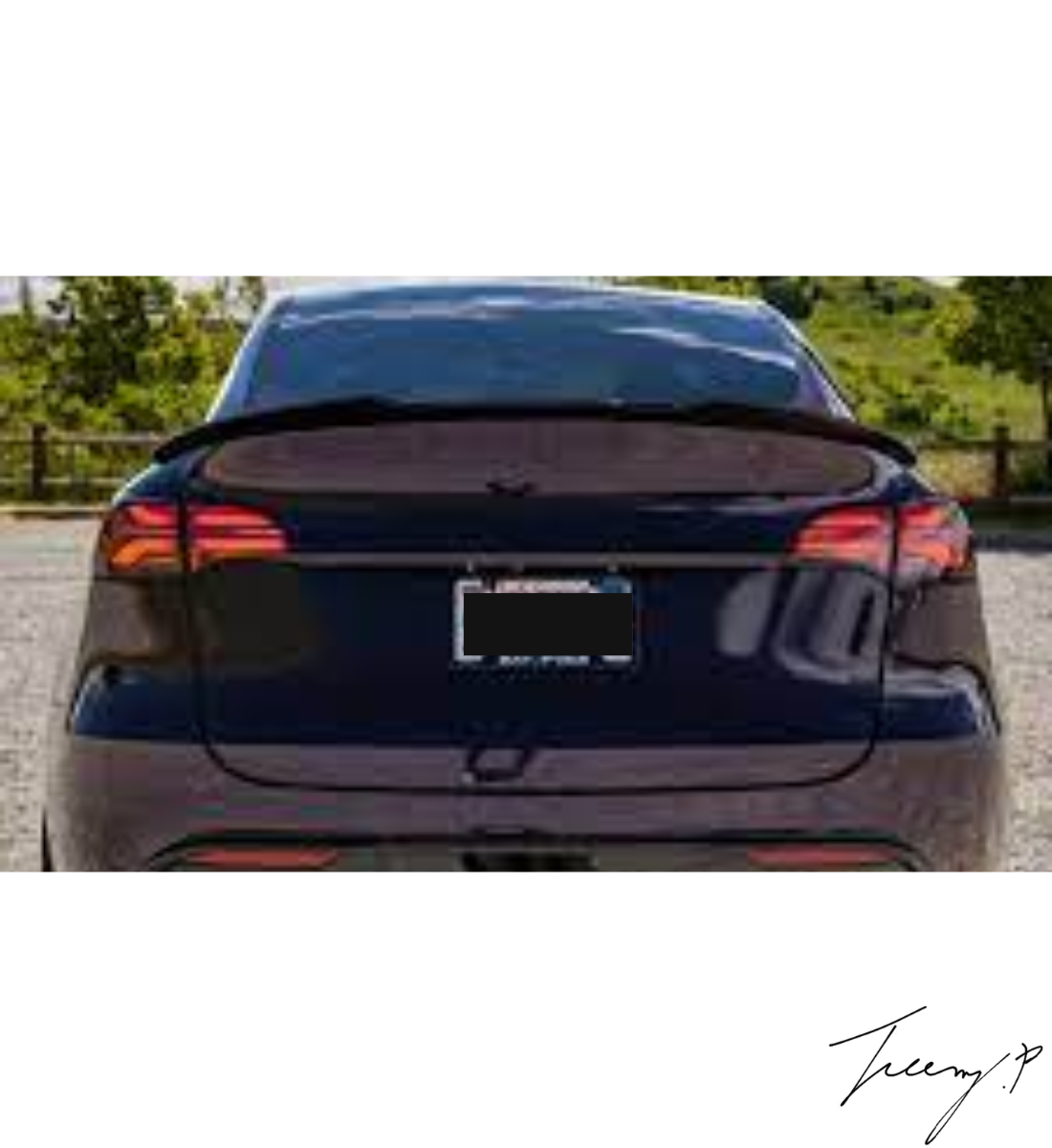 Tesla Model Y (2021+) Balde Style Rear Boot Spoiler Wings Trunk Lip Gloss Black