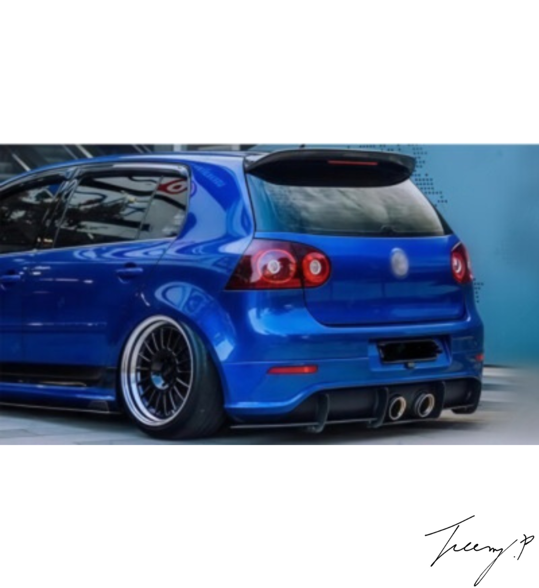 Volkswagen Golf 5 MK5 R32 (2005-2008) Rear Bumper Diffuser Shark Fin Gloss Black