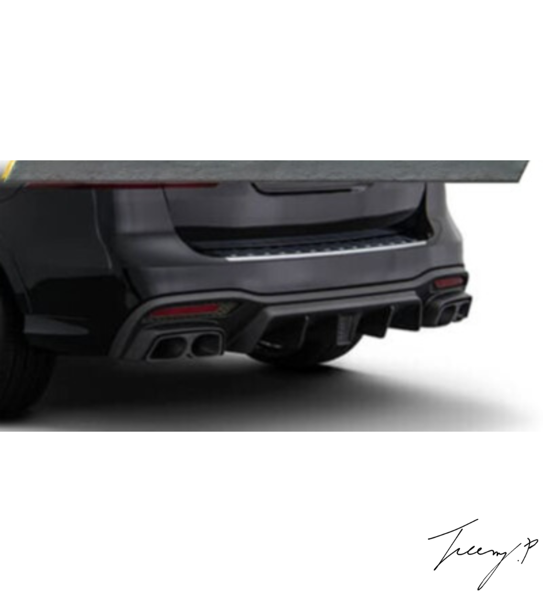 Mercedes GLE GLS W166 X166 (2015-2019) Rear Diffuser with Light & Tailpipes Black