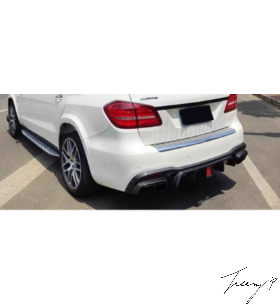 Mercedes GLE GLS W166 X166 (2015-2019) Rear Diffuser with Light & Tailpipes Black