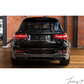 Gloss black GLC63 AMG style rear diffuser with quad exhaust tailpipes installed on a 2016-2019 Mercedes-Benz GLC-Class X253.