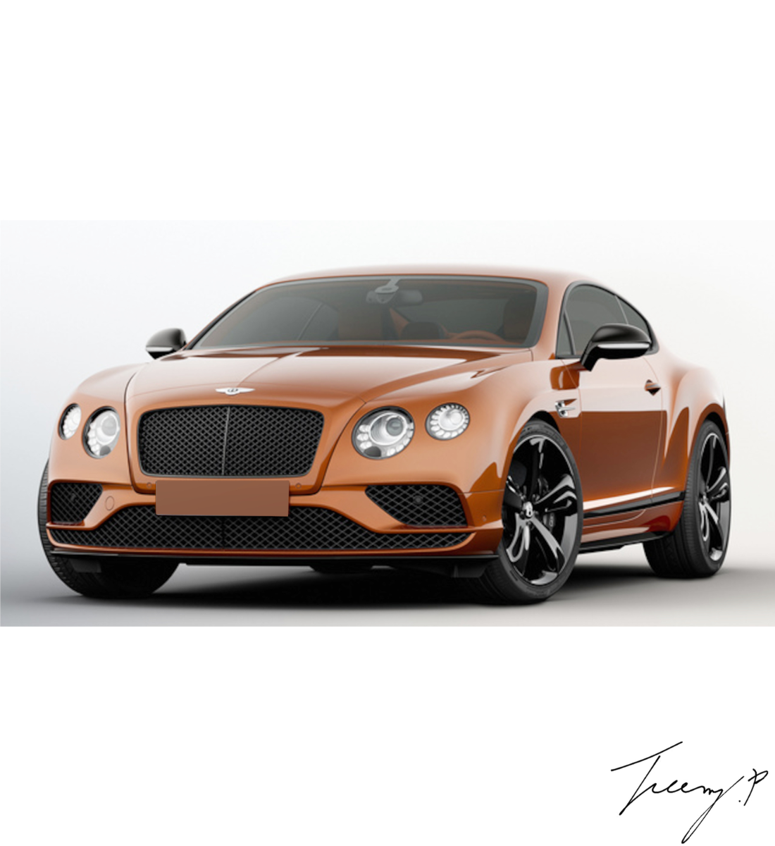 Bentley Continental GT (2017+) Front Bumper Grille Replacements Gloss Black