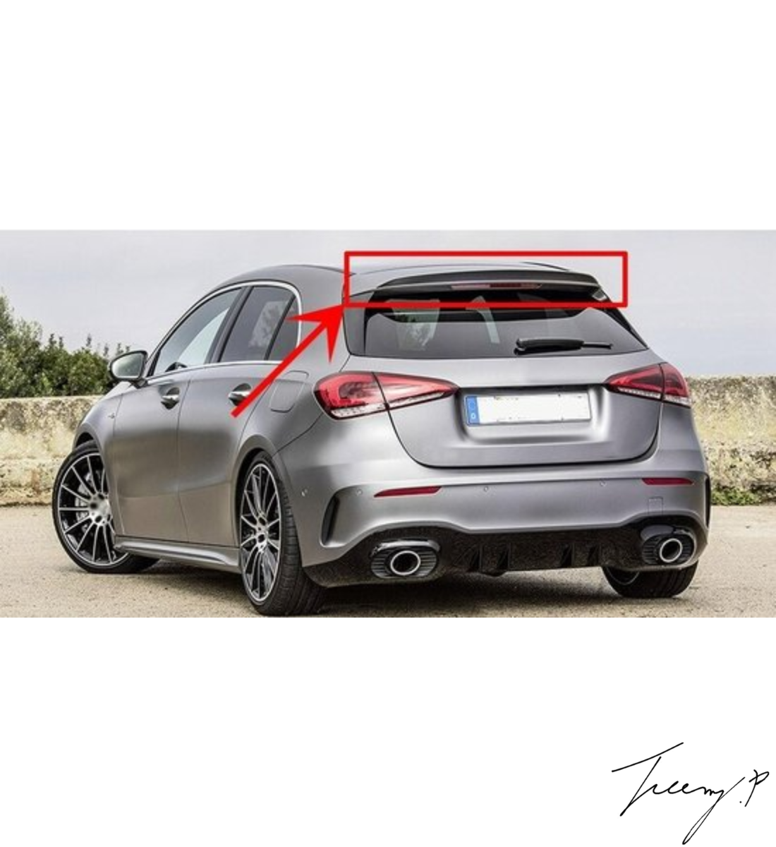 Mercedes A Class W177 (2018+) A35 A45 AMG Style Gloss Black Rear Roof Spoiler Lip