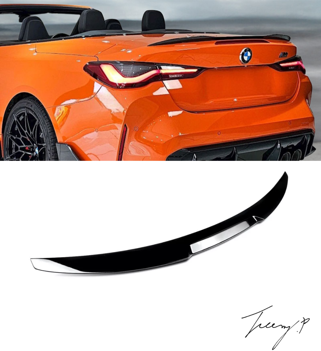 BMW 4 Series G23 (2021+) Gloss Black M4 Style Rear Roof Boot Spoiler Lip