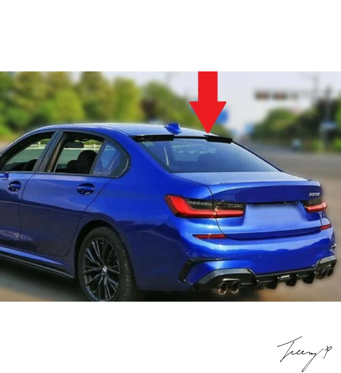BMW 3 Series G20 (2018+) Gloss Black M Performance Rear Window Roof Spoiler
