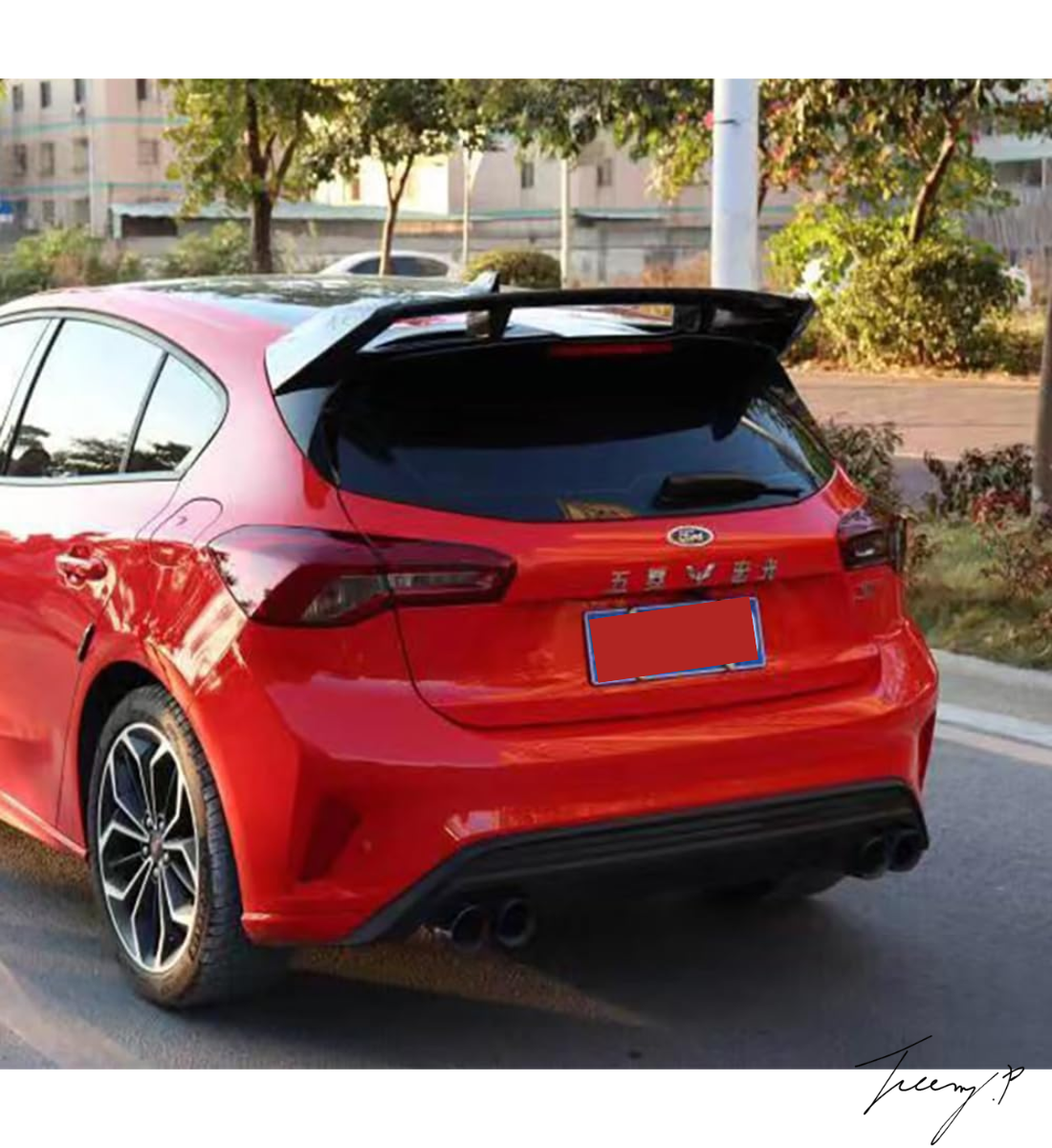 FORD FOCUS HATCHBACK 2019 - 2020 RS STYLE GLOSS BLACK REAR ROOF SPOILER BODYKIT