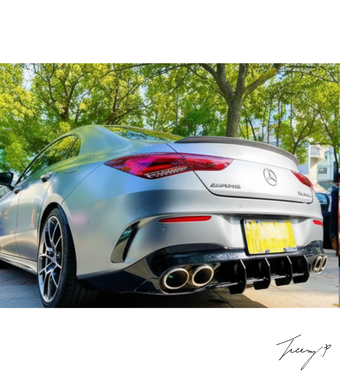 Mercedes W118 CLA35 CLA45S (2019+) Rear Gloss Black Shark Fin Diffuser Lip Valance