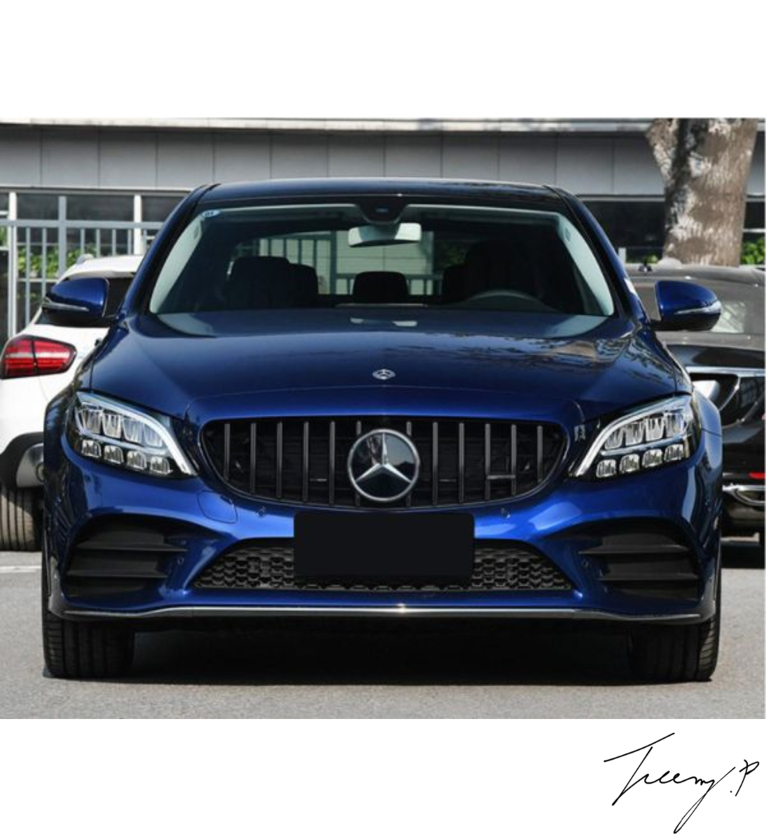 Mercedes C-Class C63 W205 (2019+) Facelift Gloss Black GT Style Front Grille