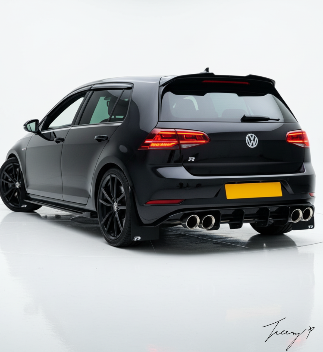 VW Golf R MK7.5 2017-2020 Rear Blade Fin Diffuser Bumper Spoiler Gloss Black