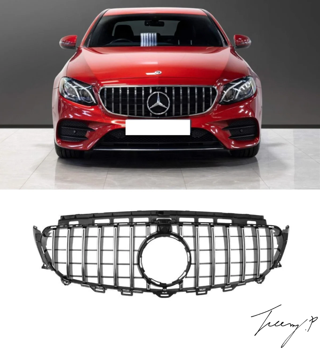 Mercedes E-Class W213 (2016-2020) Front Grille GT Panamericana Style Black Chrome