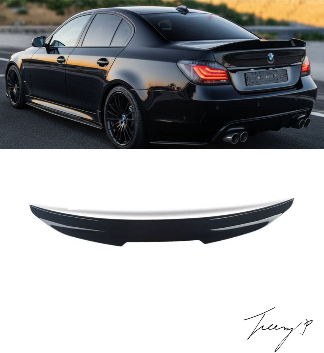 BMW 5 SERIES G60 G68 2024+ PSM STYLE GLOSS BLACK REAR BOOT SPOILER LIP WING