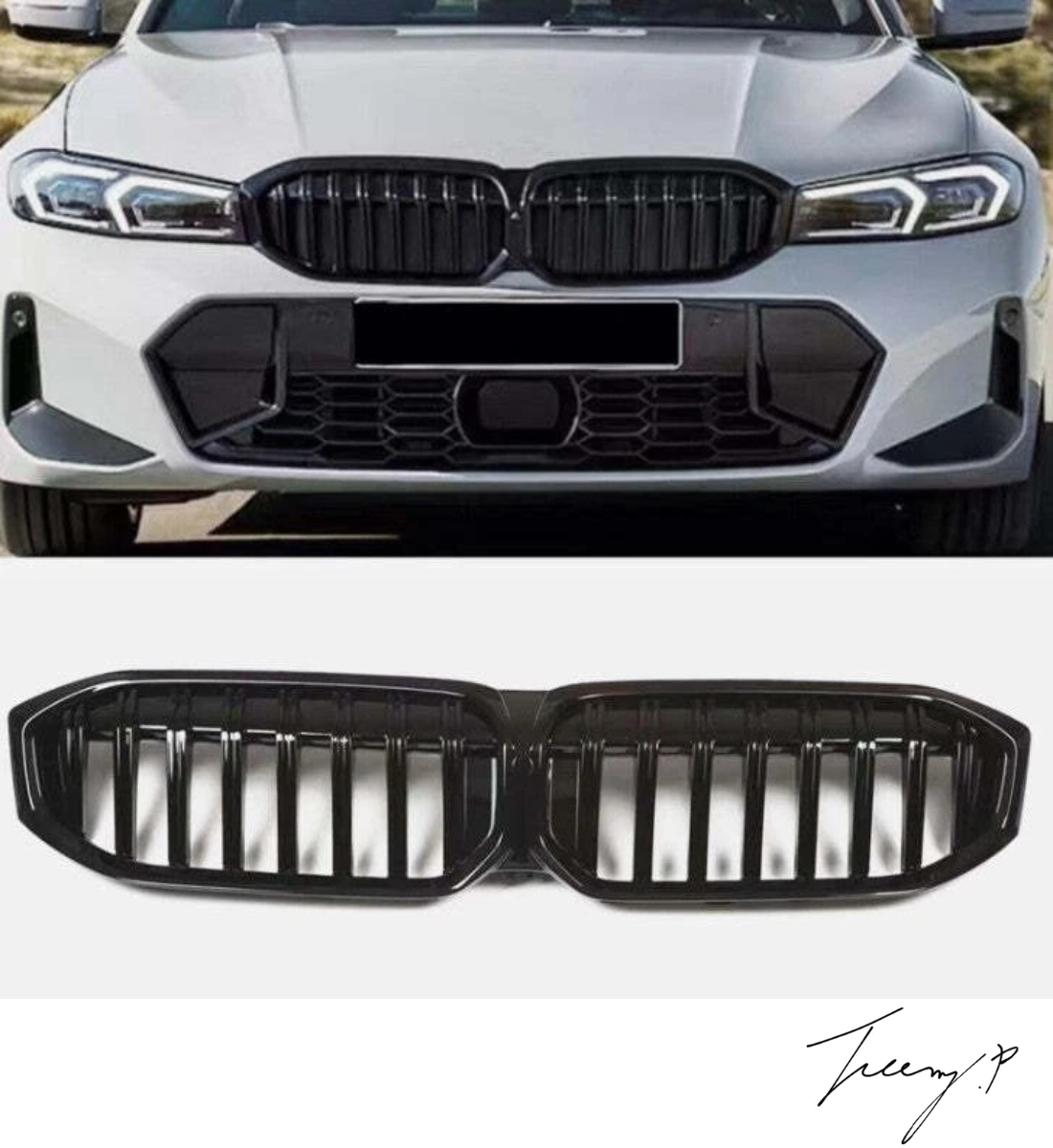 BMW G20 3 SERIES FRONT KIDNEY GRILLE BLACK OEM 2019-22