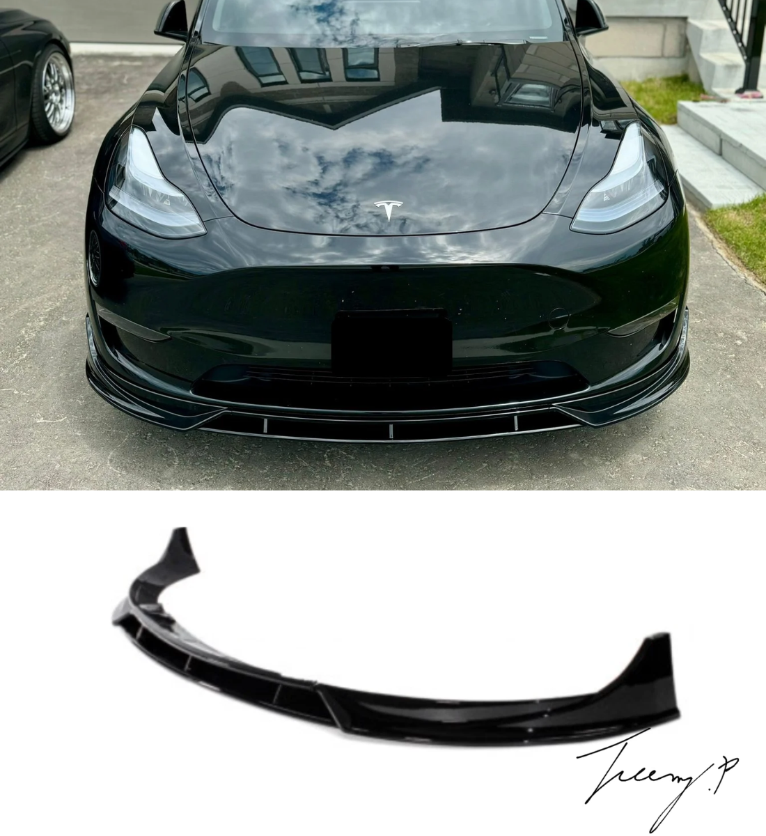 Tesla Model Y (2020-2024) Gloss Black Front Bumper Lip Splitter