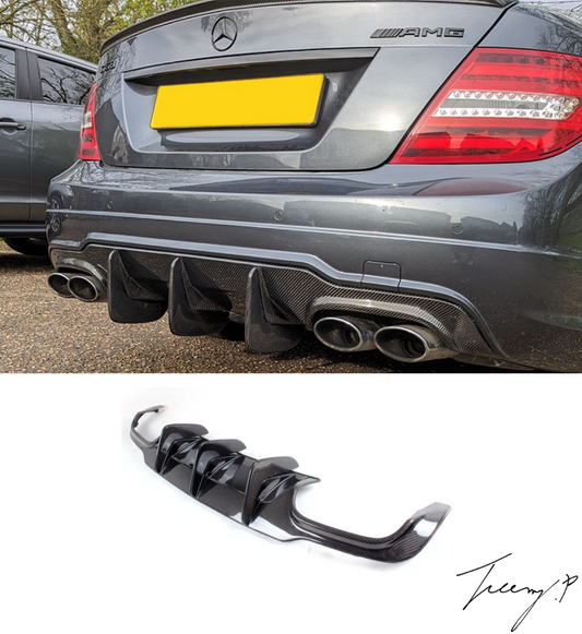 Mercedes Benz C63 AMG W204 Facelift (2011+) Big Fin DTM Diffuser - Carbon Fiber