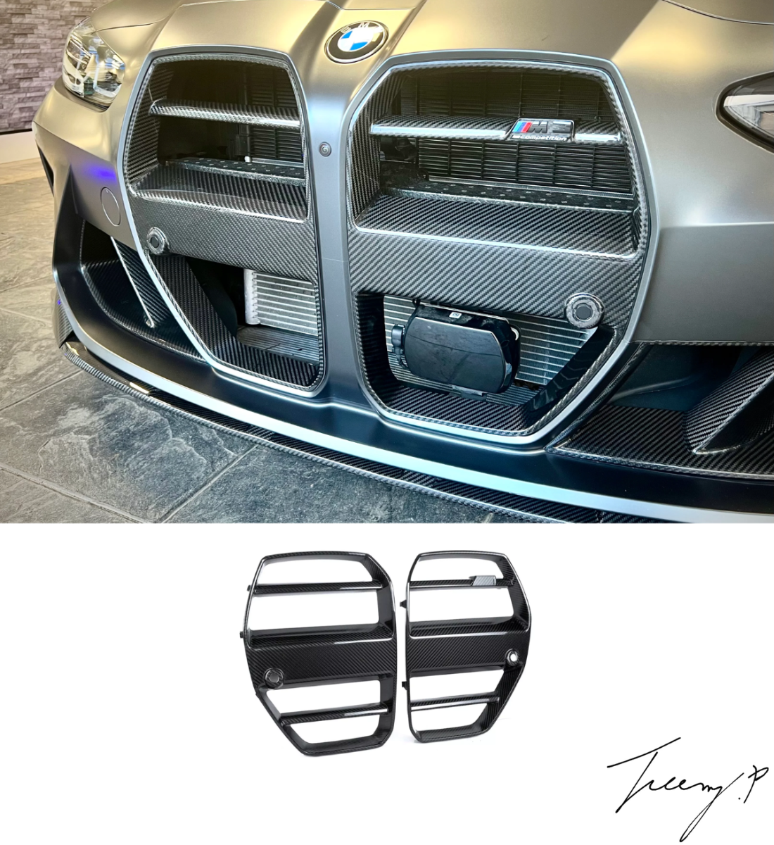 BMW G80 M3 G82 G83 M4 ST-Style Front Grill Carbon Fiber (2021-2023)