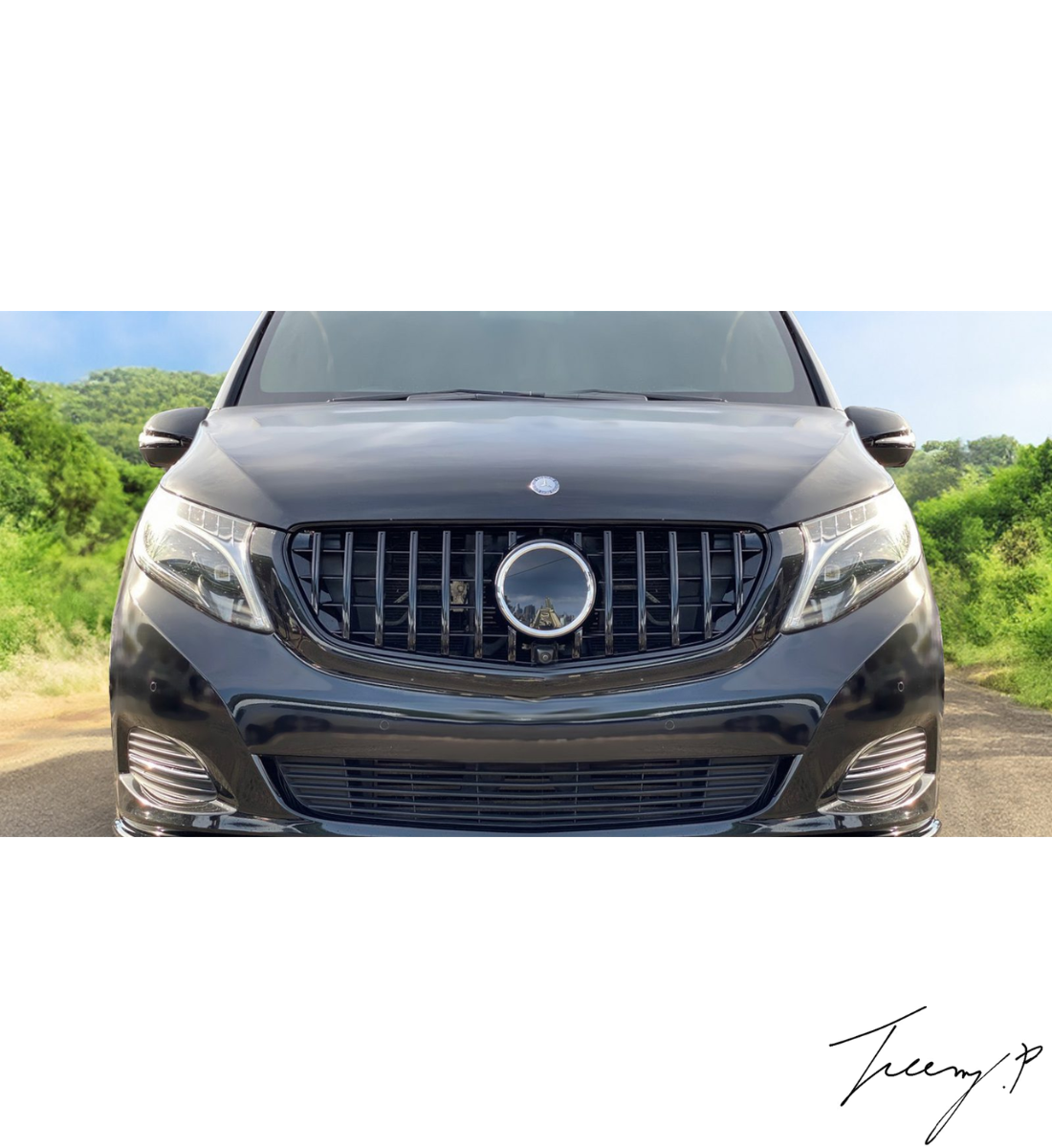 Mercedes Vito W447 Facelift (2020+) Gloss Black GTR Panamericana Style Front Grill